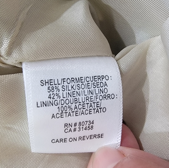 BCBG Max Azria Silk Linen Blend Skirt Size 8 Leaf Print A-Line Pleated Pockets - Picture 14 of 16